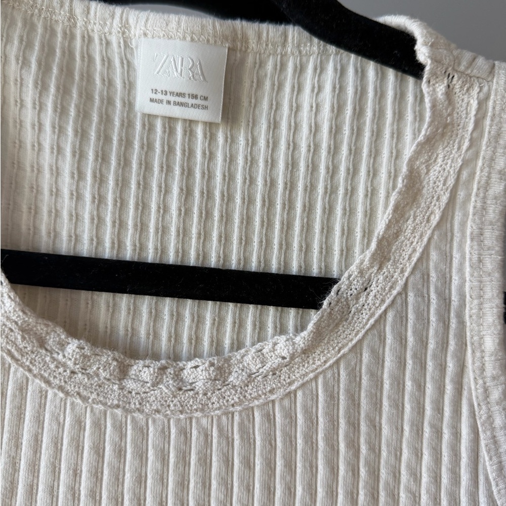 Zara White Ribbed Tank Top - Picture 2 of 5